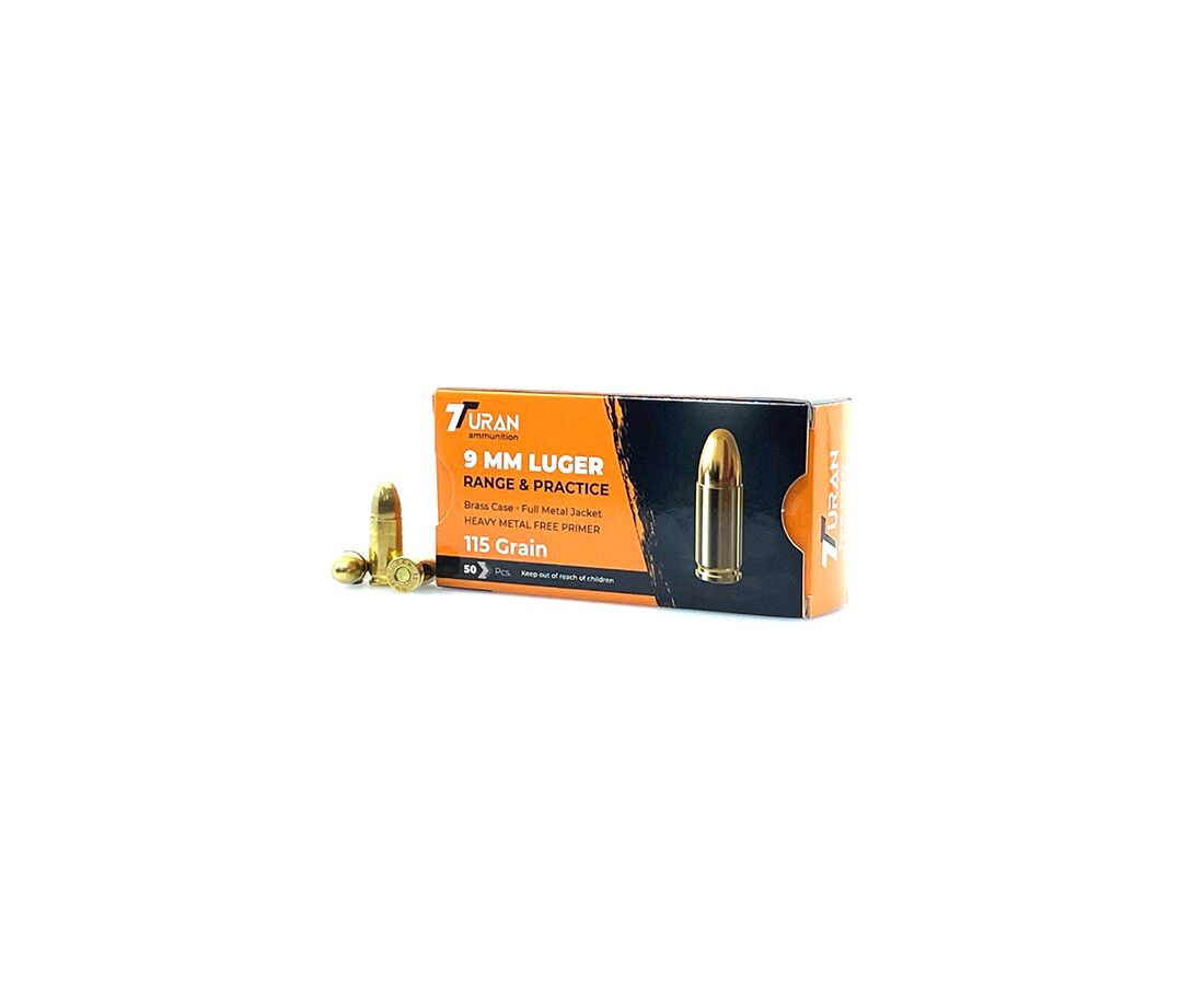 Handgun Ammo 9mm Range Practice 115 Grain Turan FMJ By 1000 Rounds