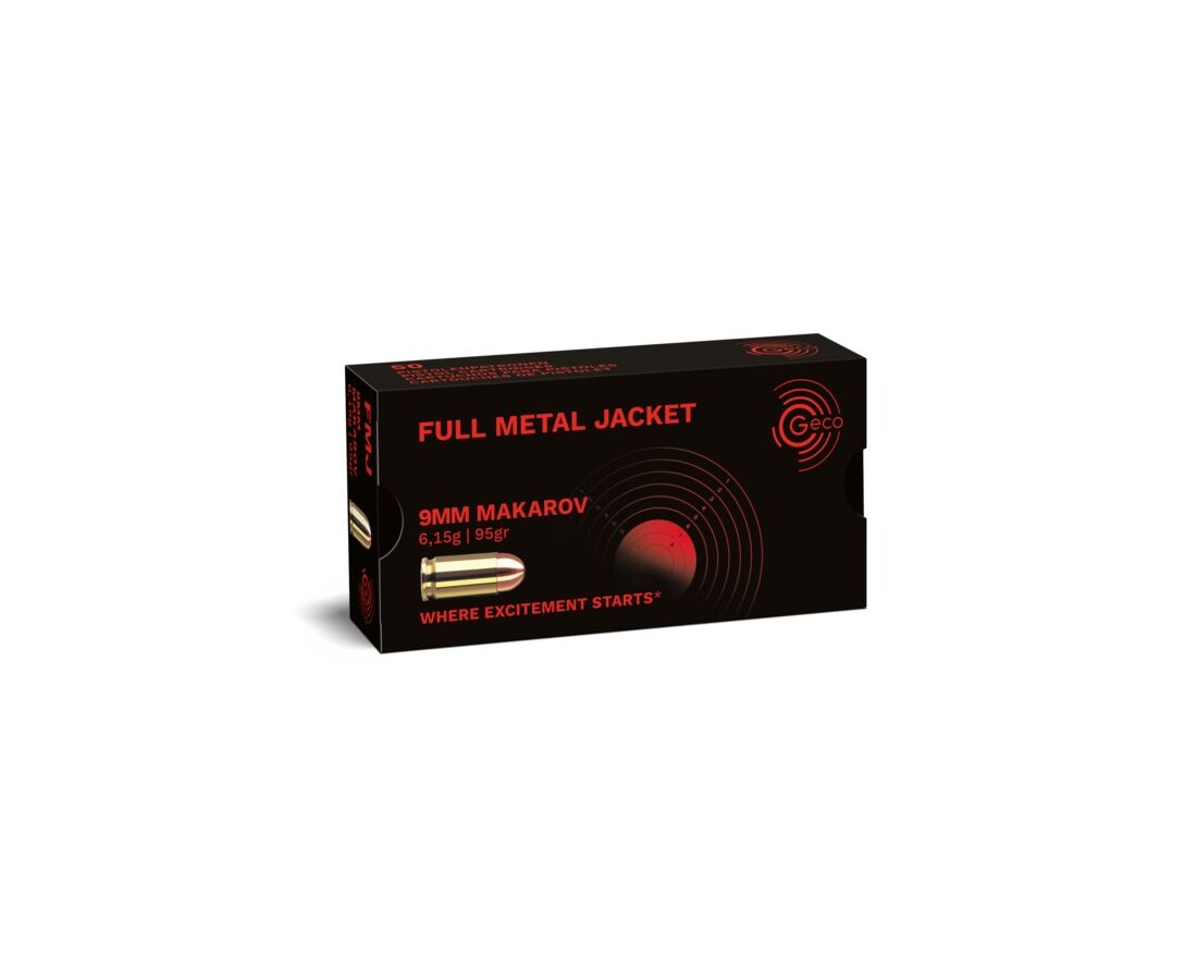 Handgun Ammo :: 9x18 Makarov 95 Grain FMJ brass case by Geco 200 rounds ...